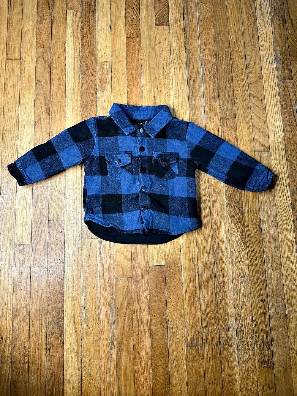 Little Bipsy Boys 6-12M Blue & Black Checkered Flannel Shacket